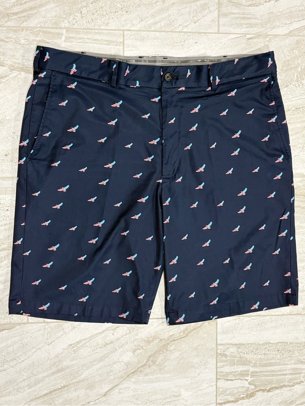 Walter Hagen Navy Shorts with American Flag Eagles